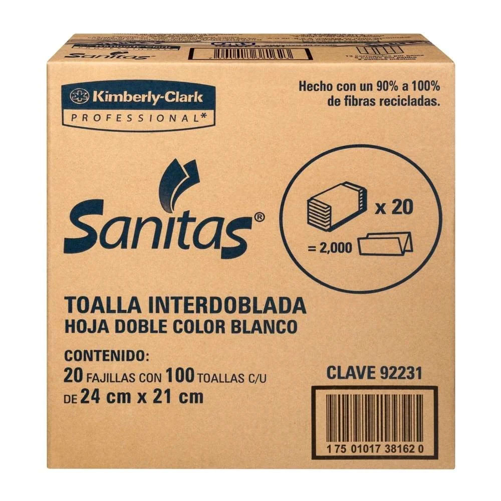 TOALLA INTERDOBLADA SANITAS CAJA C/20